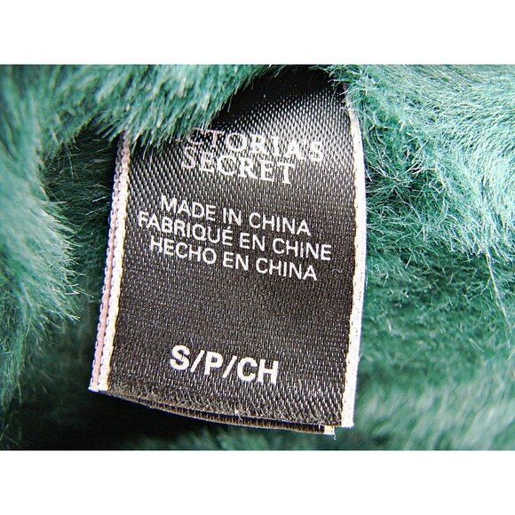 Victoria's Secret Green Slippers Womens Small Faux Fur Slides Pearl Accents Soft - Picture 6 of 9